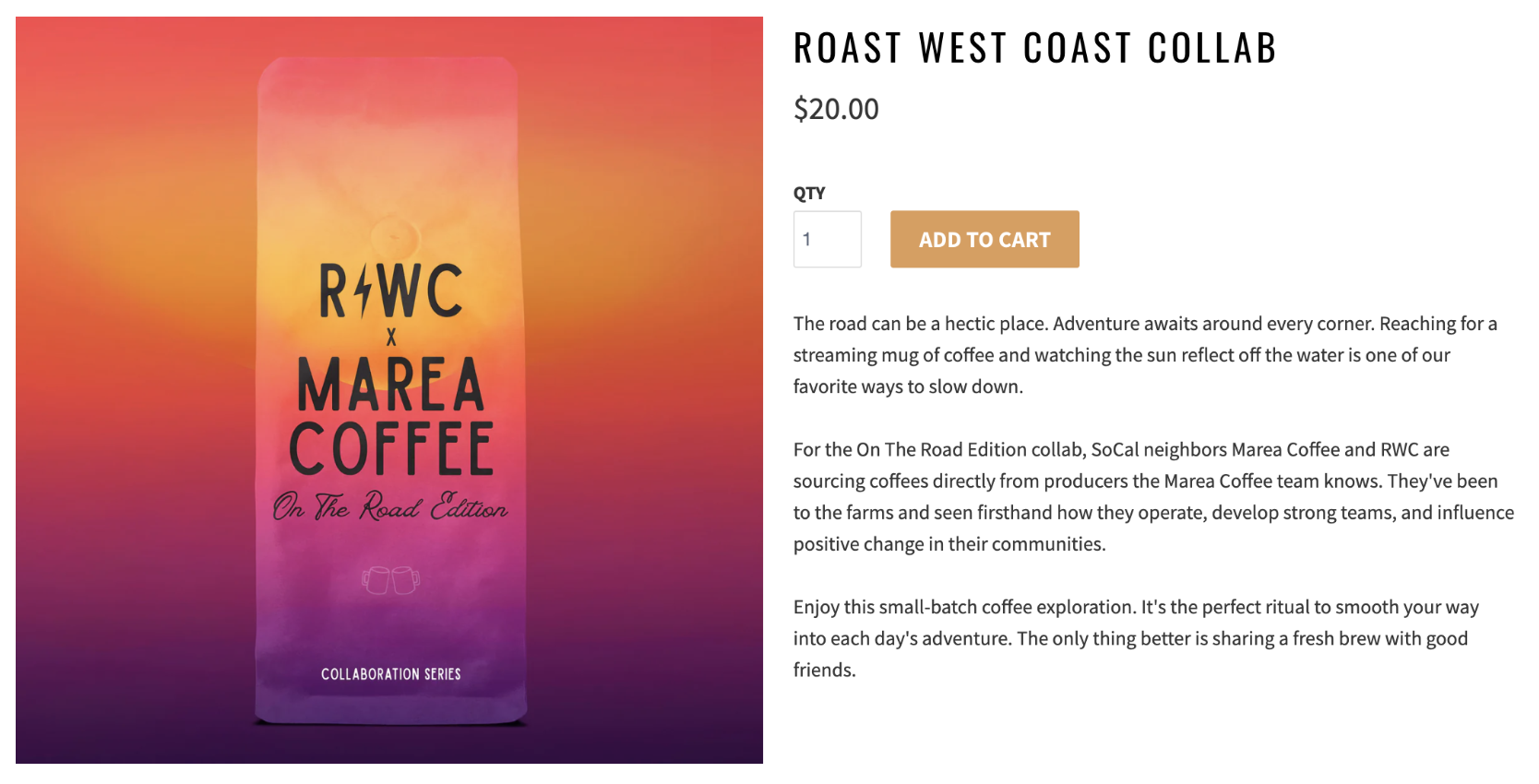 Roast! West Coast Collabs with Marea Coffee in Solana Beach, CA.